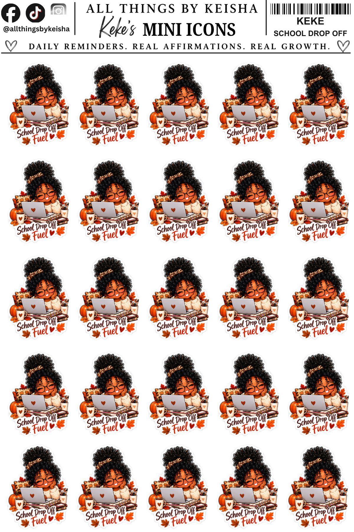 Mini Keke Fall Chaos Icons - Planner Stickers