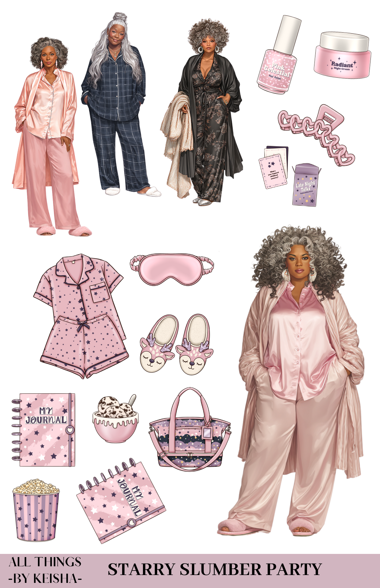 STARRY SLUMBER PARTY THEME STICKER PACK