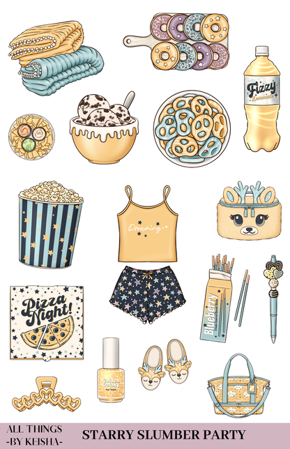 STARRY SLUMBER PARTY THEME STICKER PACK