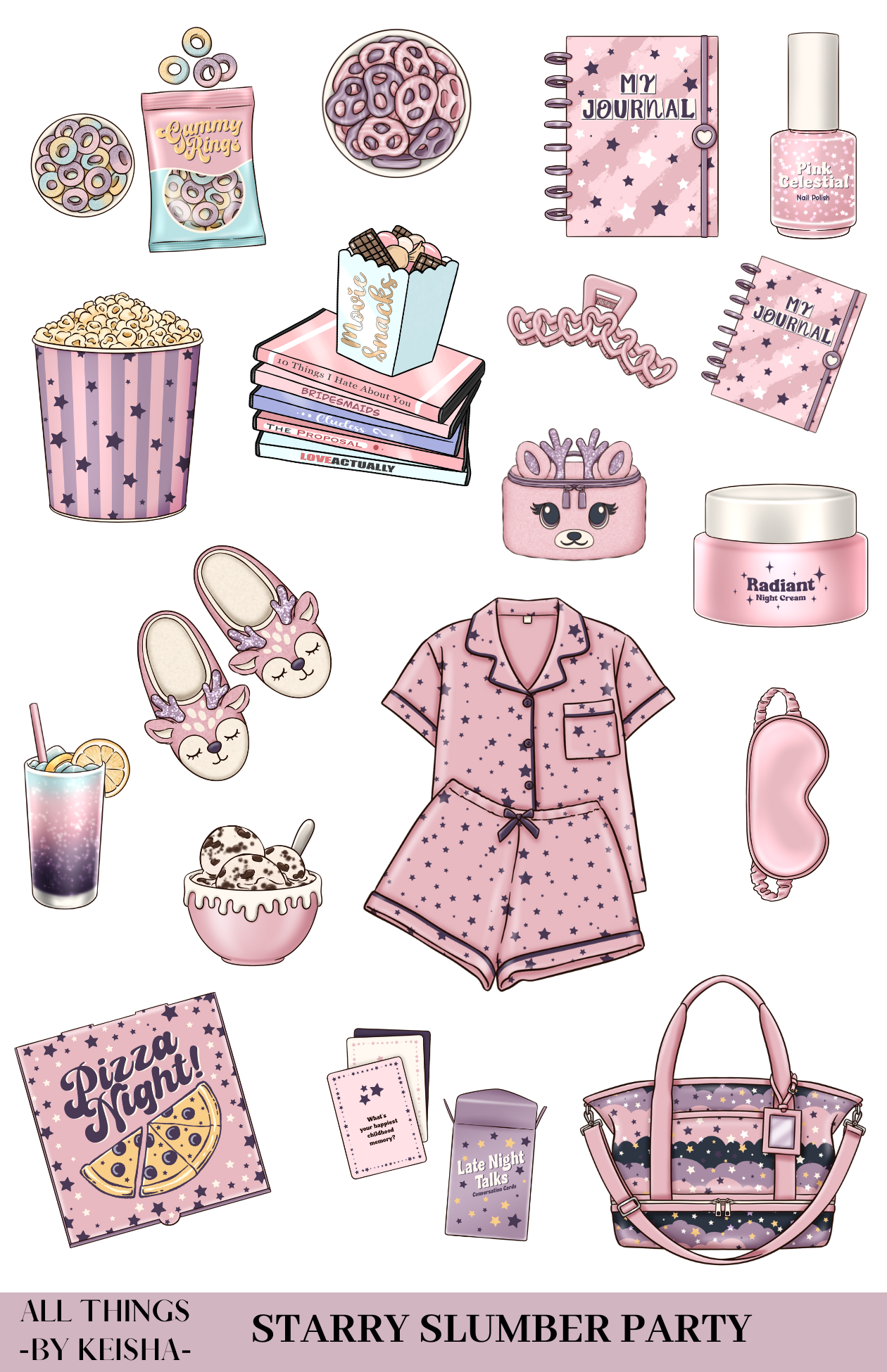 STARRY SLUMBER PARTY THEME STICKER PACK