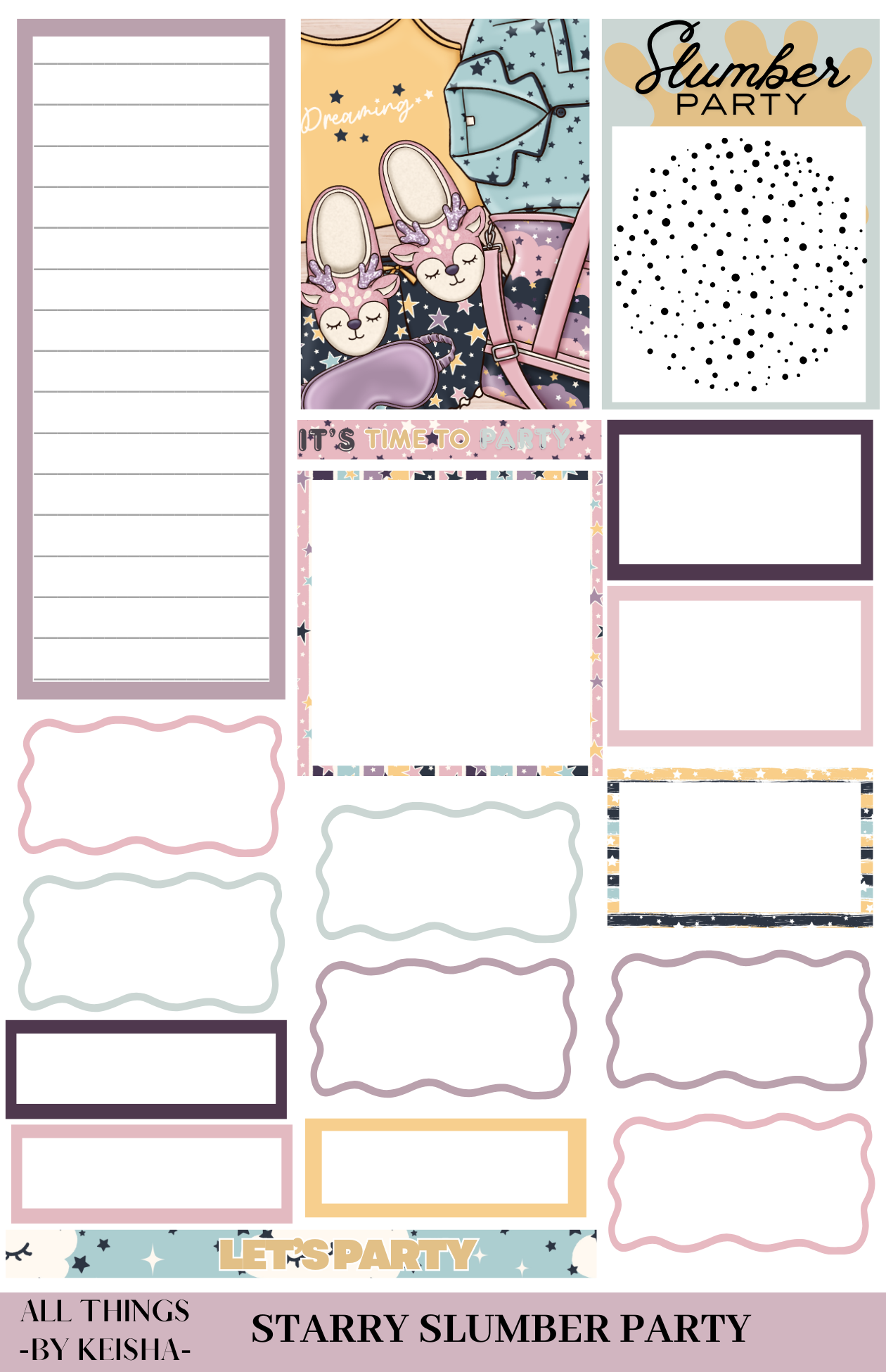 STARRY SLUMBER PARTY THEME STICKER PACK