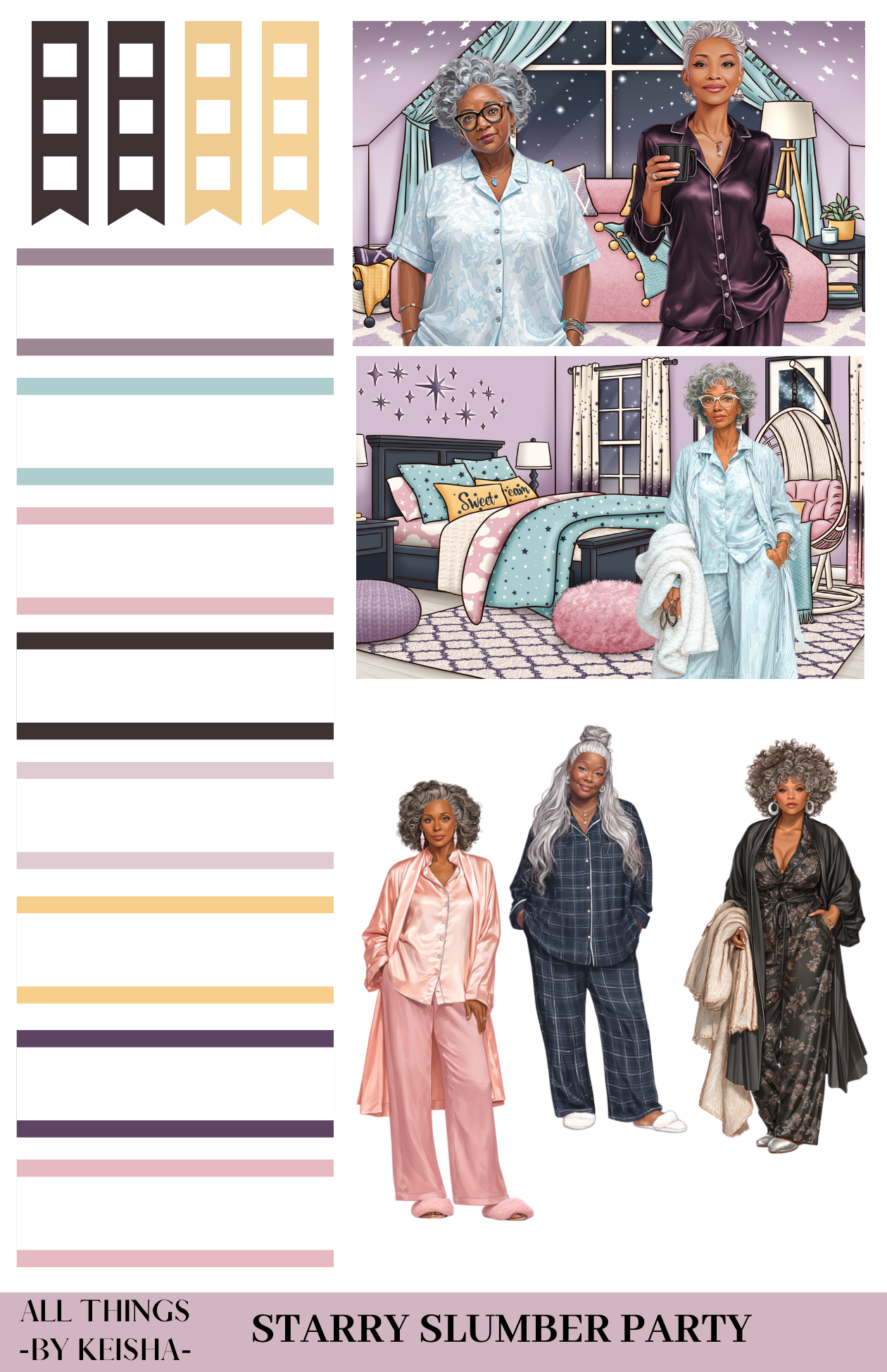 STARRY SLUMBER PARTY THEME STICKER PACK