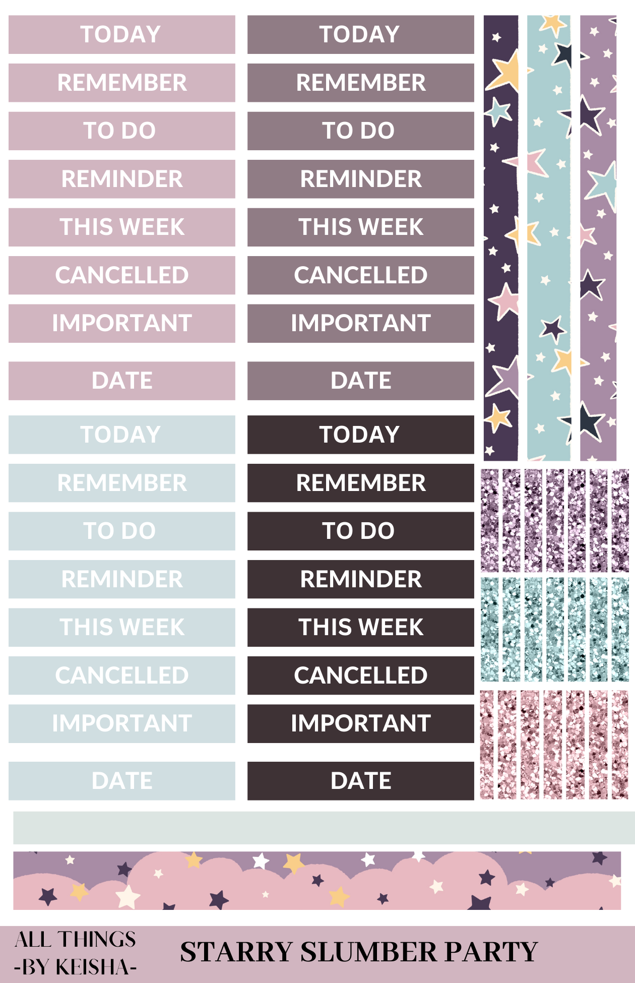 STARRY SLUMBER PARTY THEME STICKER PACK