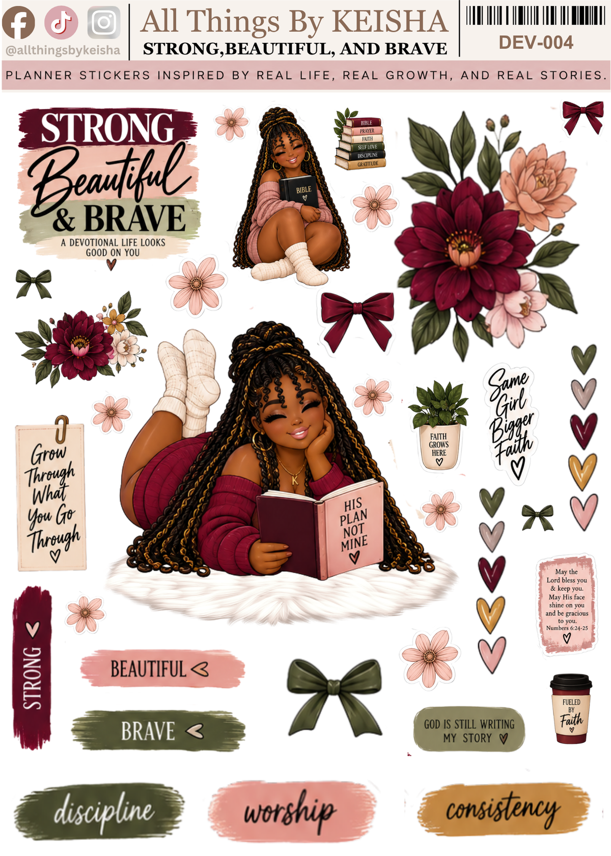 Strong, Beautiful & Brave – Devotional Planner Stickers