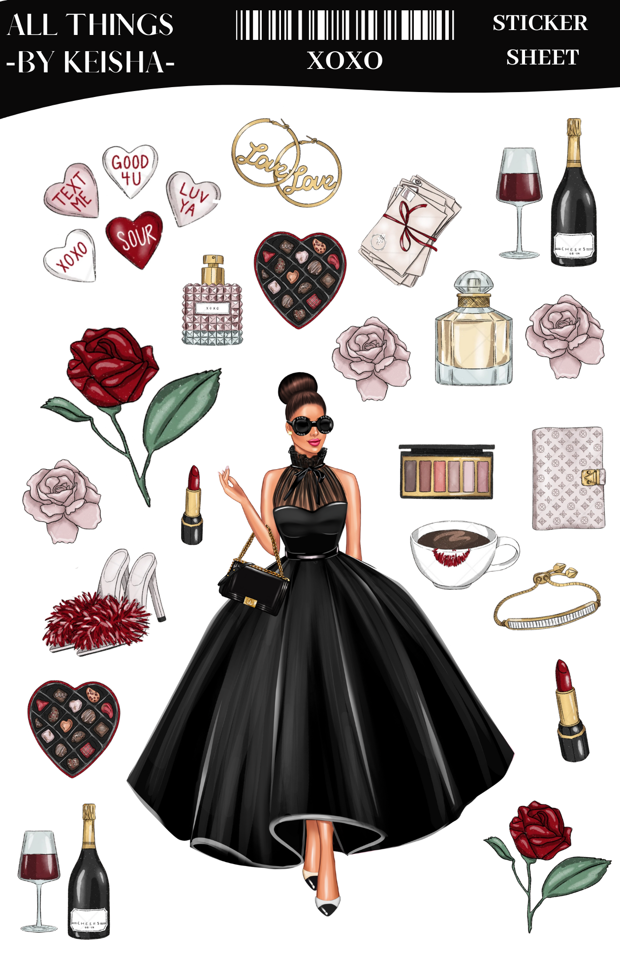 XOXO STICKER SHEET