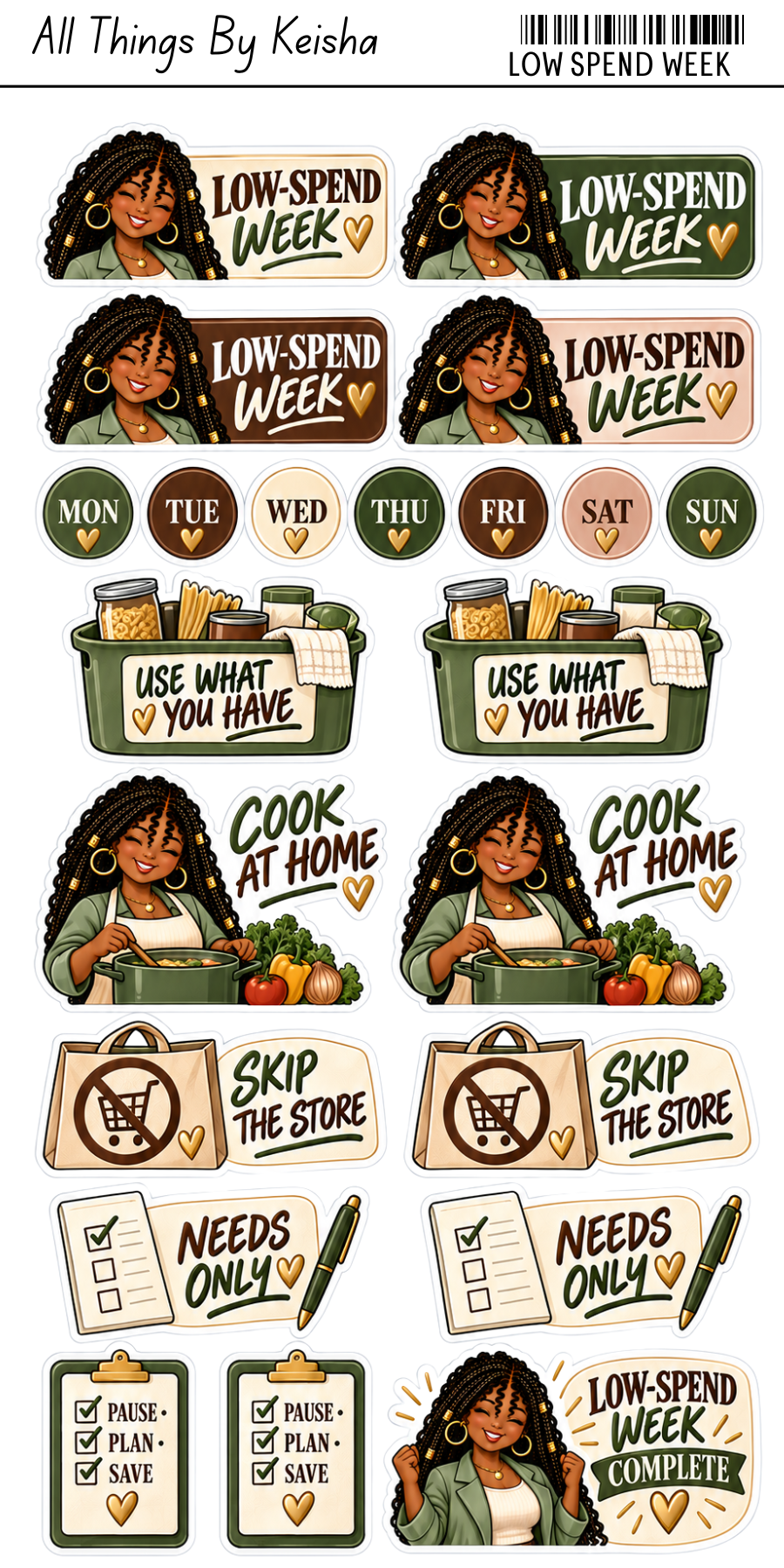KEKE'S BUDGET STICKERS - LOW SPEND WEEK