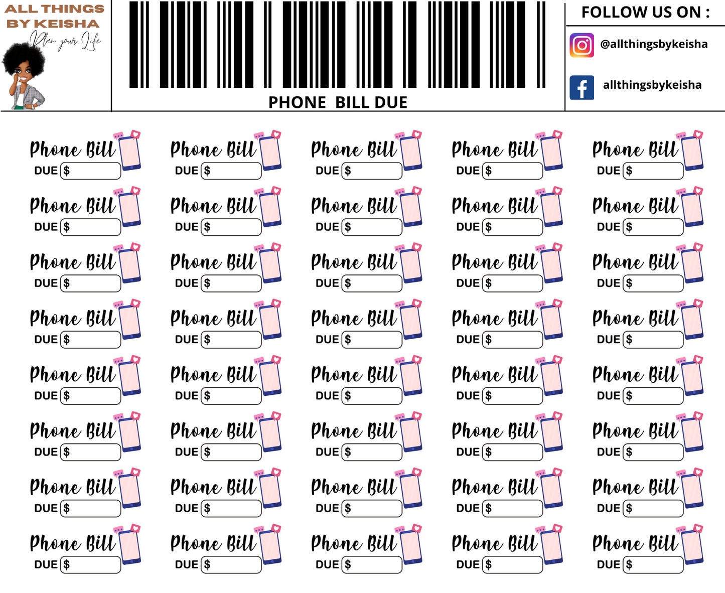 PHONE BILL DUE